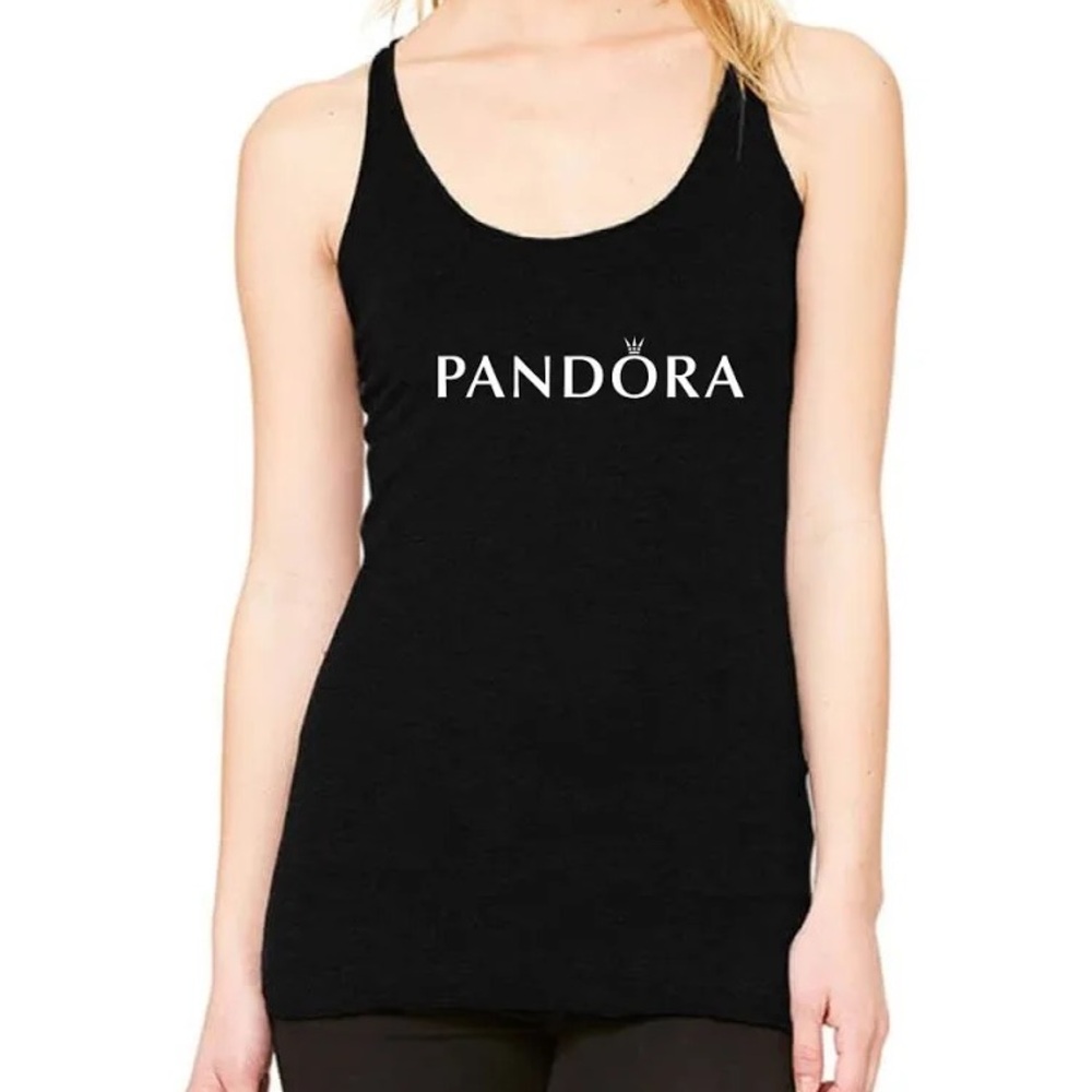 Bedazzled black Pandora diamond tank top XL